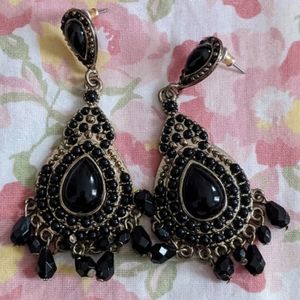 Black long Ethnic traditional indian pakistani earrings